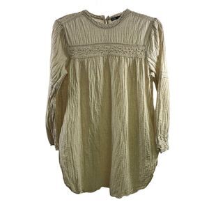 Zara Cream Linen Cotton Blend Tunic Dress Size M